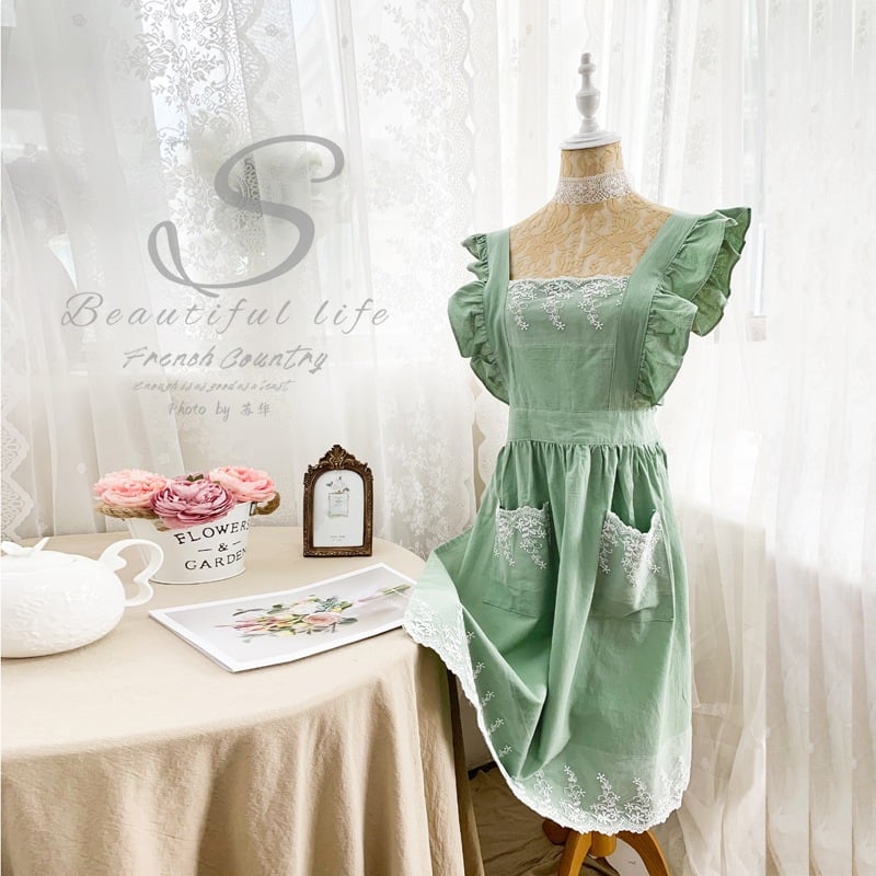 🌿 100% Cotton Floral Apron – Full Coverage Cross-Back Garden & Kitchen Apron