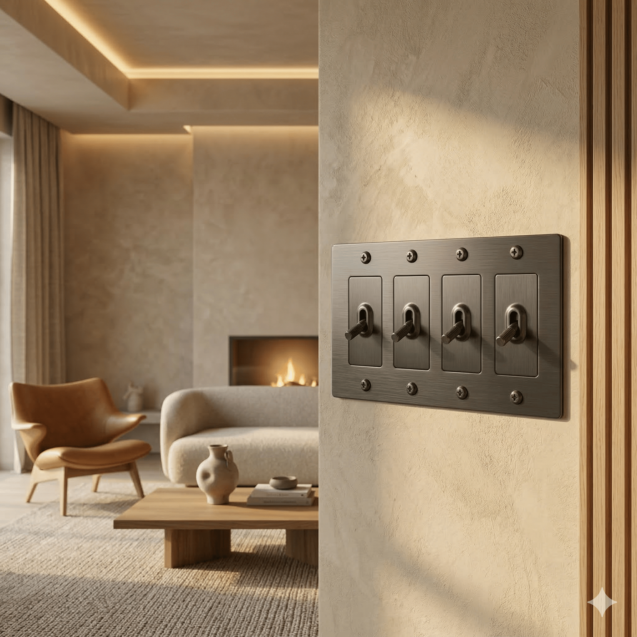 🔘 4G Metal Toggle Light Switch – Linear Knurled Design