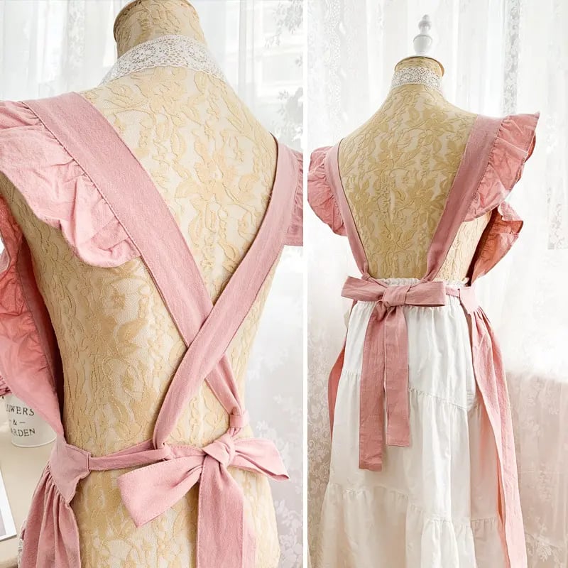 🌿 100% Cotton Floral Apron – Full Coverage Cross-Back Garden & Kitchen Apron