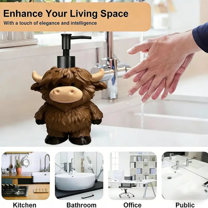 🐮 Highland Cow Soap Dispenser Cover