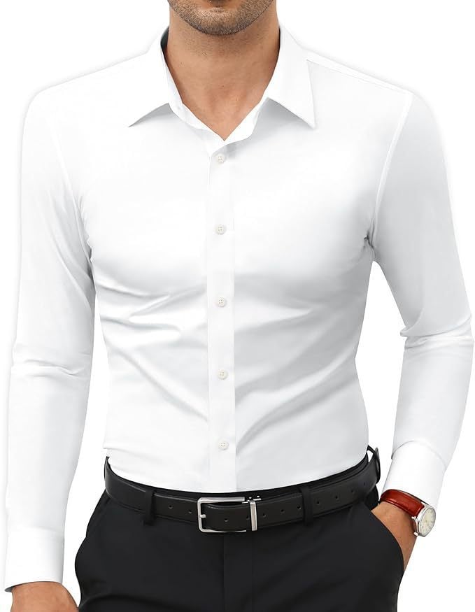 👔 Men's 16-Way Stretch Slim Fit Dress Shirt