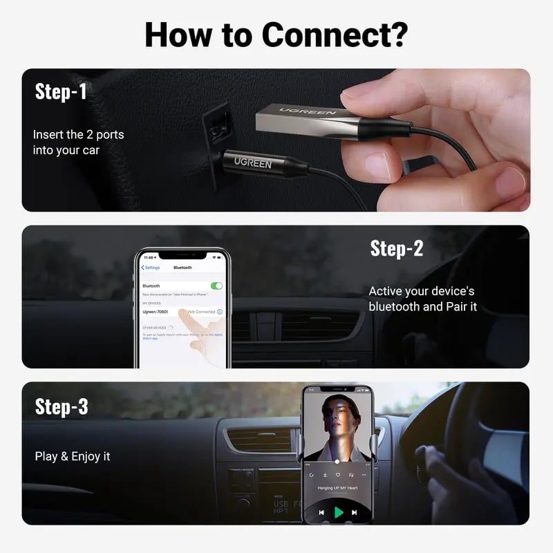 🚗🎶 Bluetooth AUX Adapter – Wireless Audio Receiver for Car (Hands-Free Calling)