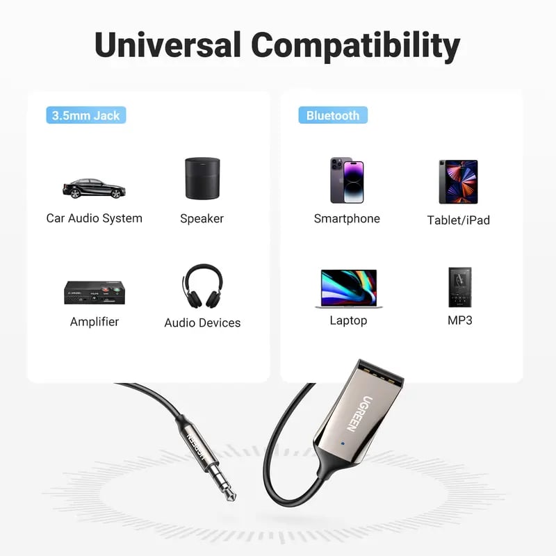 🚗🎶 Bluetooth AUX Adapter – Wireless Audio Receiver for Car (Hands-Free Calling)