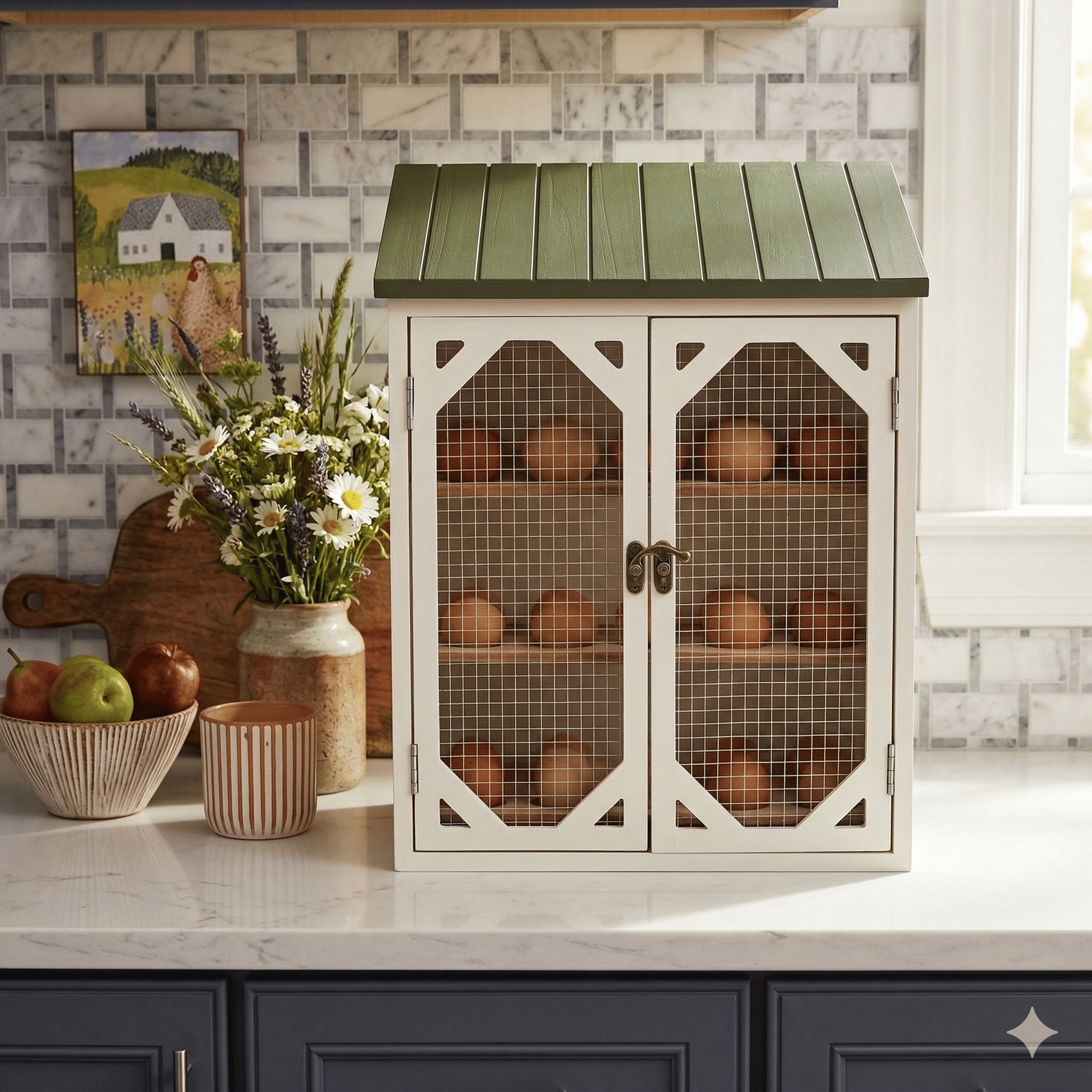 🥚 Farmhouse Chicken Egg Storage Cabinet