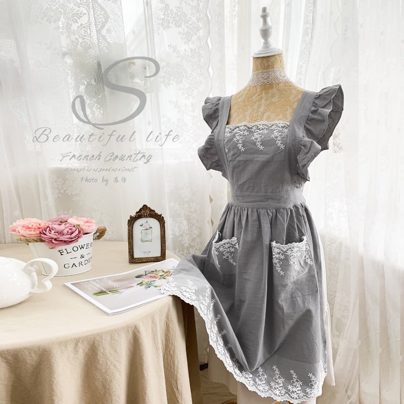 🌿 100% Cotton Floral Apron – Full Coverage Cross-Back Garden & Kitchen Apron