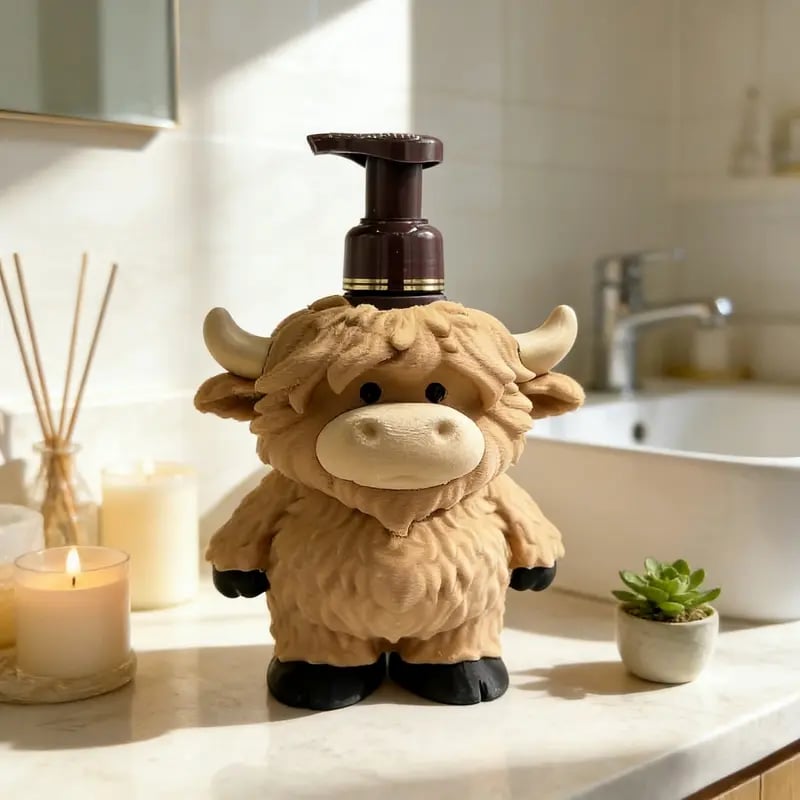 🐮 Highland Cow Soap Dispenser Cover