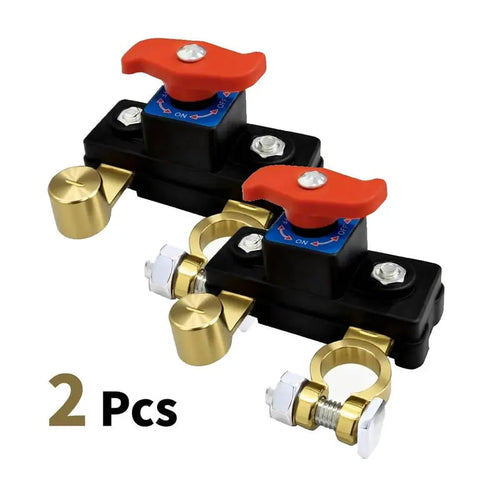 2-Pack Heavy Duty Battery Disconnect Switch | Pure Brass Blade Shut-Off Switch for 12V/24V Systems - Marine, Car, Truck & RV Power Cut-Off