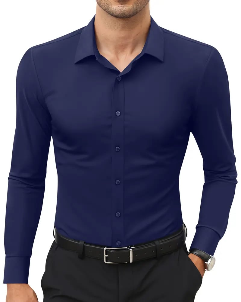 👔 Men's 16-Way Stretch Slim Fit Dress Shirt