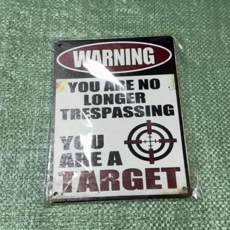 🚫 Funny "No Trespassing" Retro Iron Warning Sign – Heavy-Duty Wall Plaque