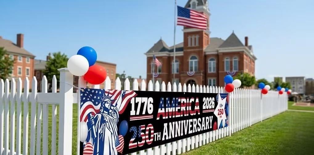 🇺🇸 Official America 250th Anniversary Banner – 1776–2026 | High-Def Statue of Liberty, Vibrant Patriotic Design, Fade-Resistant Outdoor Fabric