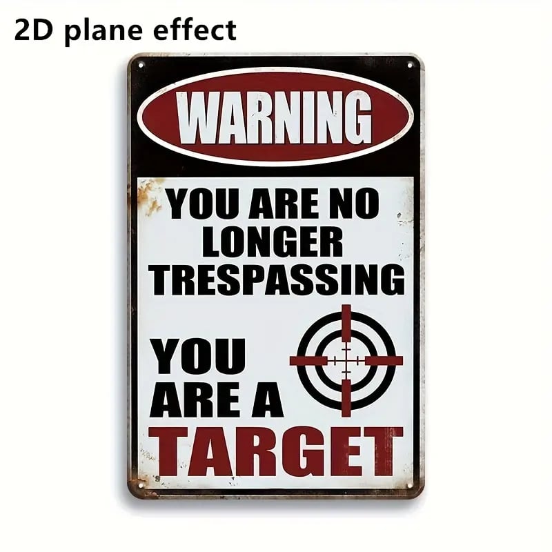 🚫 Funny "No Trespassing" Retro Iron Warning Sign – Heavy-Duty Wall Plaque