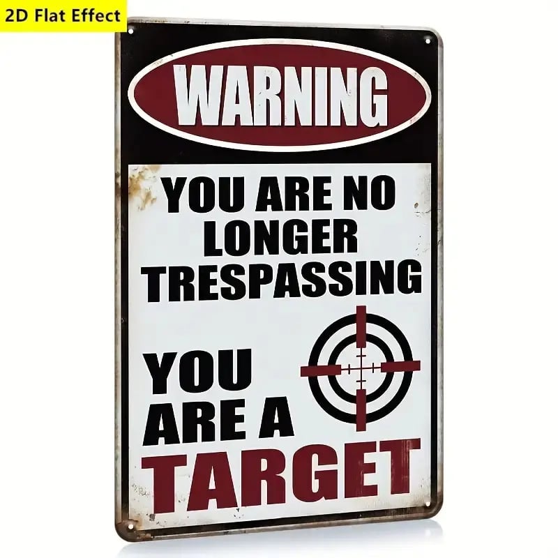🚫 Funny "No Trespassing" Retro Iron Warning Sign – Heavy-Duty Wall Plaque