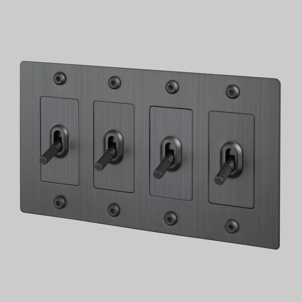 🔘 4G Metal Toggle Light Switch – Linear Knurled Design