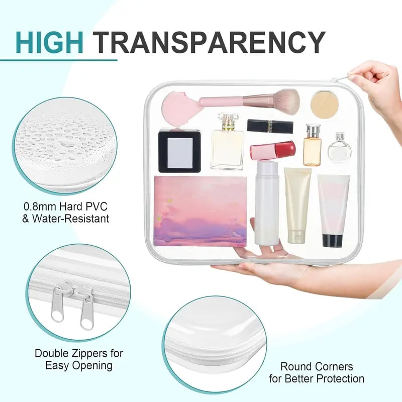 🧳 6-Piece Clear Hard Zipper Organizer Case Set