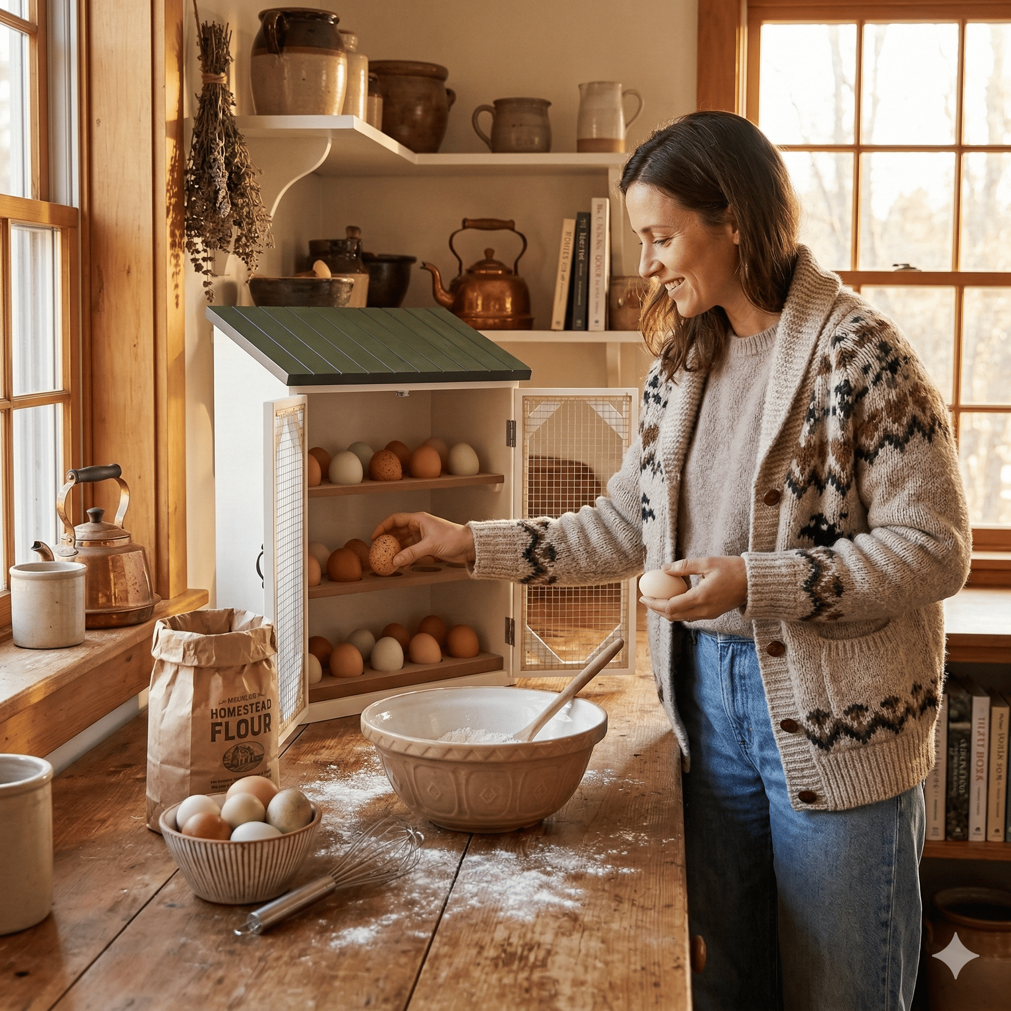 🥚 Farmhouse Chicken Egg Storage Cabinet