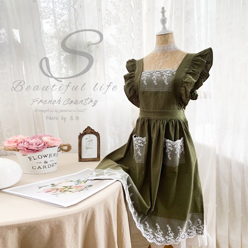 🌿 100% Cotton Floral Apron – Full Coverage Cross-Back Garden & Kitchen Apron