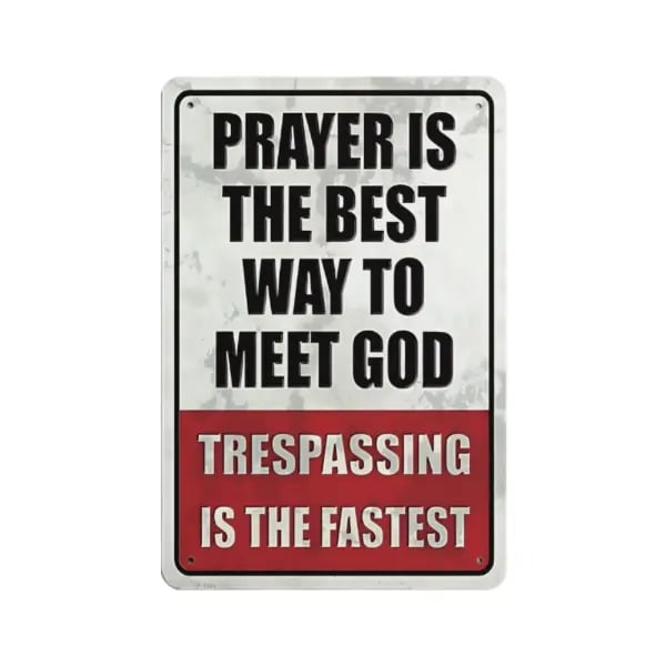 🚫 Funny "No Trespassing" Retro Iron Warning Sign – Heavy-Duty Wall Plaque