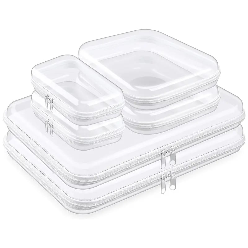 🧳 6-Piece Clear Hard Zipper Organizer Case Set
