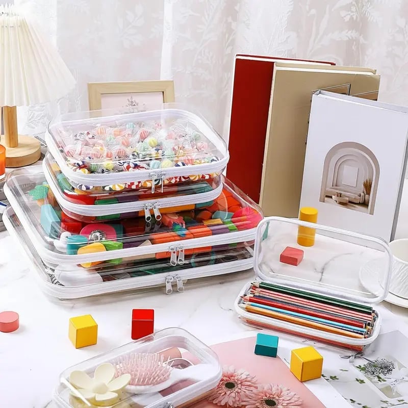 🧳 6-Piece Clear Hard Zipper Organizer Case Set