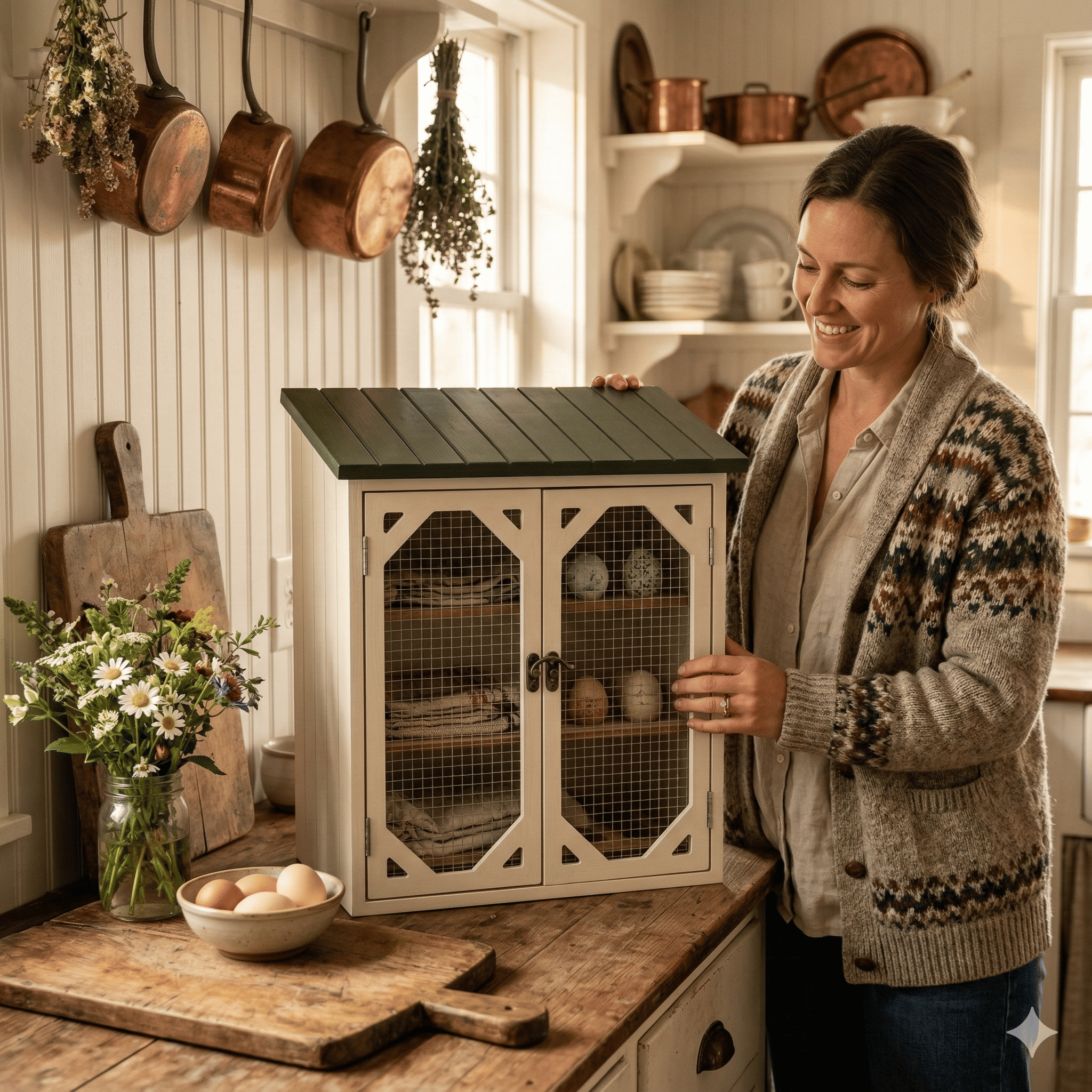 🥚 Farmhouse Chicken Egg Storage Cabinet