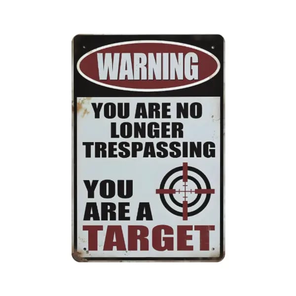 🚫 Funny "No Trespassing" Retro Iron Warning Sign – Heavy-Duty Wall Plaque