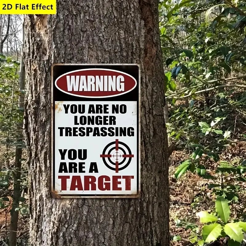 🚫 Funny "No Trespassing" Retro Iron Warning Sign – Heavy-Duty Wall Plaque