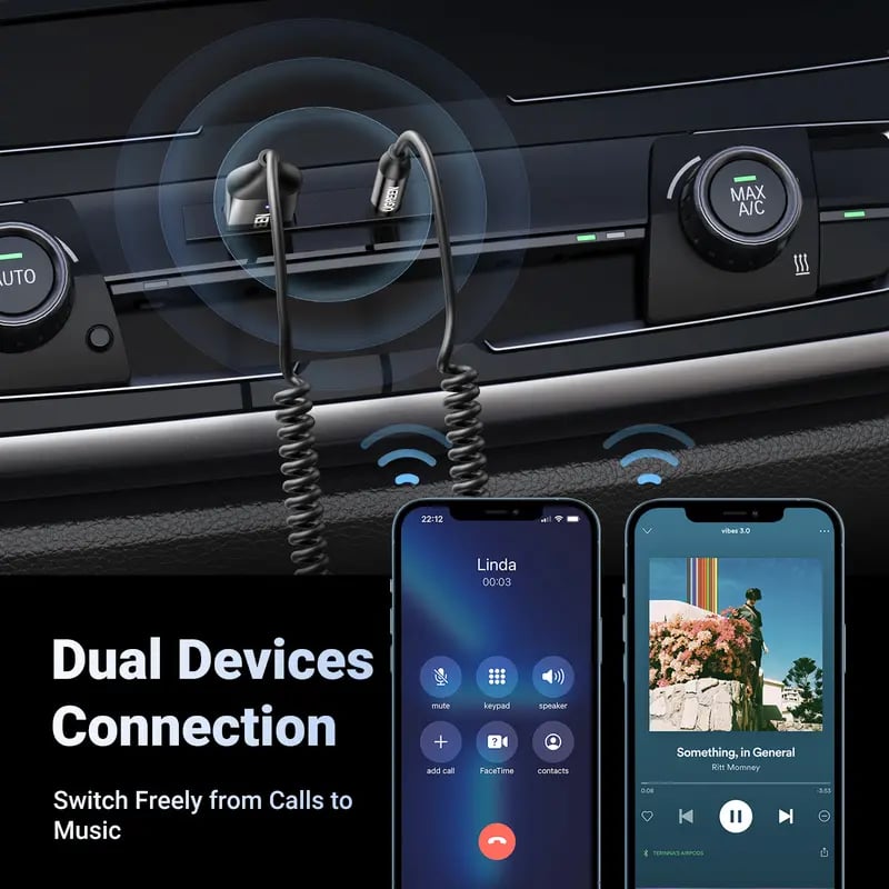 🚗🎶 Bluetooth AUX Adapter – Wireless Audio Receiver for Car (Hands-Free Calling)