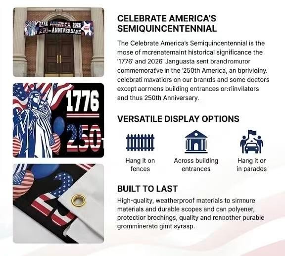 🇺🇸 Official America 250th Anniversary Banner – 1776–2026 | High-Def Statue of Liberty, Vibrant Patriotic Design, Fade-Resistant Outdoor Fabric