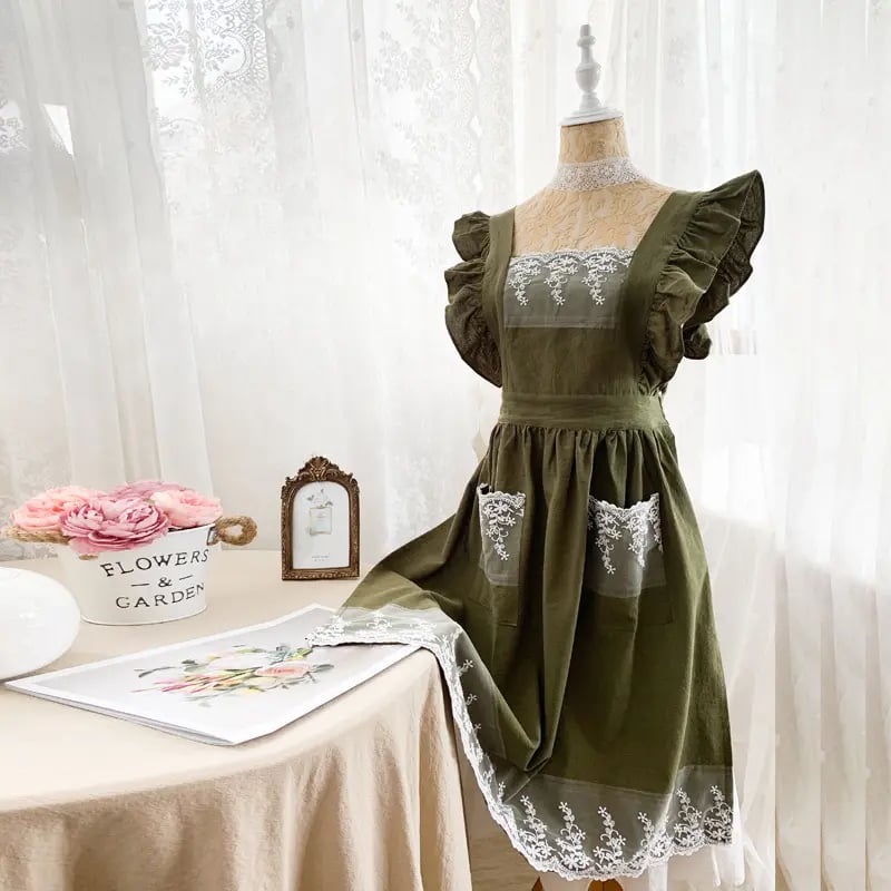 🌿 100% Cotton Floral Apron – Full Coverage Cross-Back Garden & Kitchen Apron
