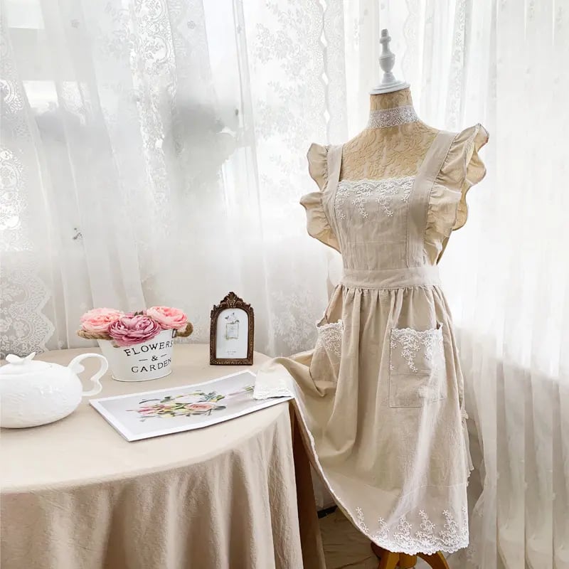 🌿 100% Cotton Floral Apron – Full Coverage Cross-Back Garden & Kitchen Apron