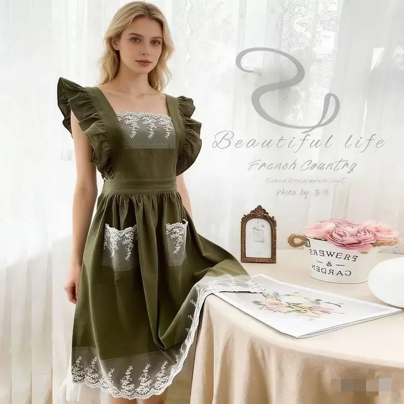 🌿 100% Cotton Floral Apron – Full Coverage Cross-Back Garden & Kitchen Apron