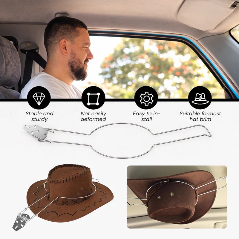 Car Cowboy Hat Rack 🤠 Vehicle Hat Holder & Shape Protector for Travel