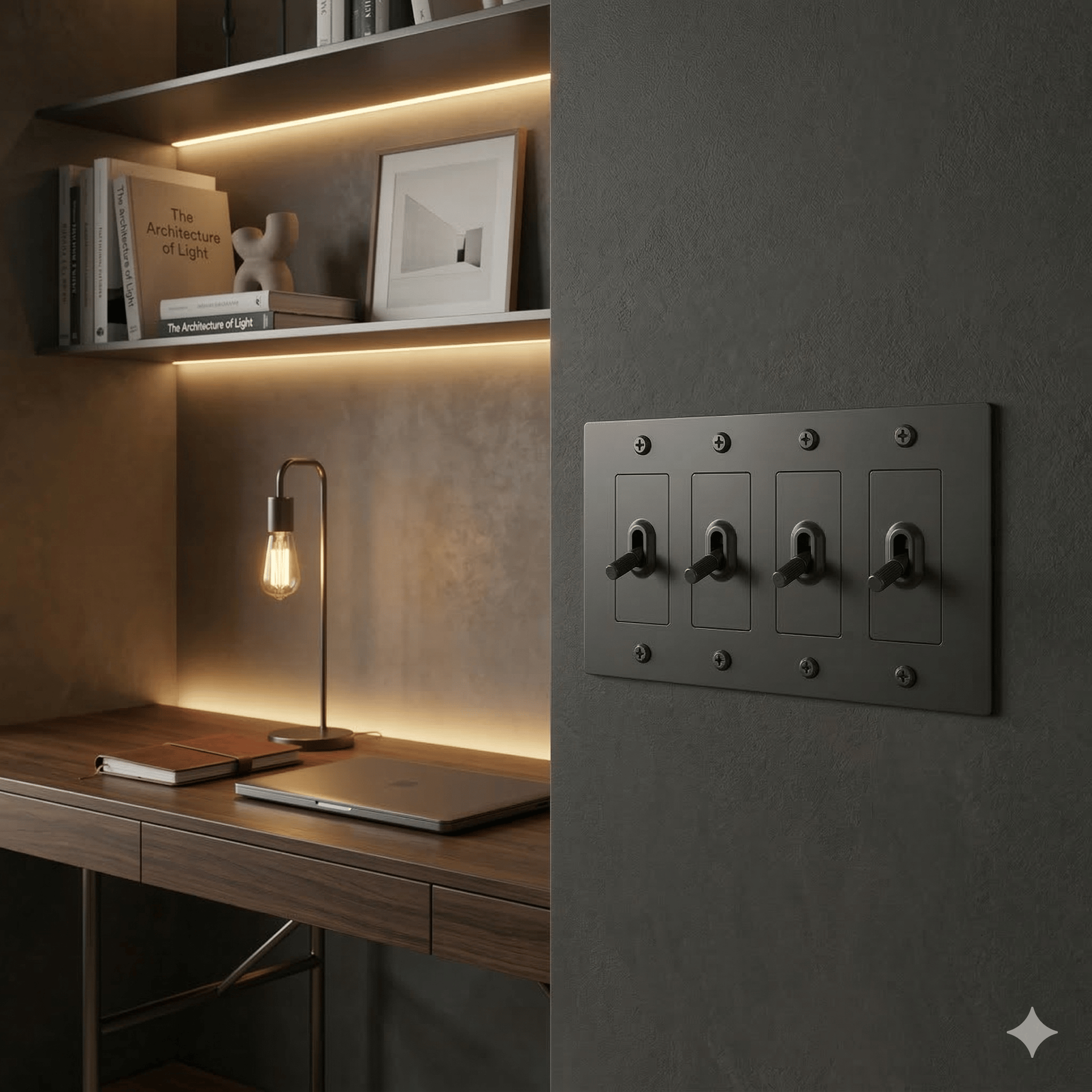 🔘 4G Metal Toggle Light Switch – Linear Knurled Design